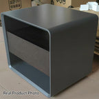 Modern Minimalist Black Lacquer Bedside Table: Wood Veneer Single Drawer - Elegant Open Cubby Storage Nightstand For Bedroom Lumendat