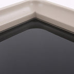 Modern Minimalist Beige Nightstand: Black Tempered Glass Top - Dual-Drawer Storage Bedside Table For Bedroom Lumendat
