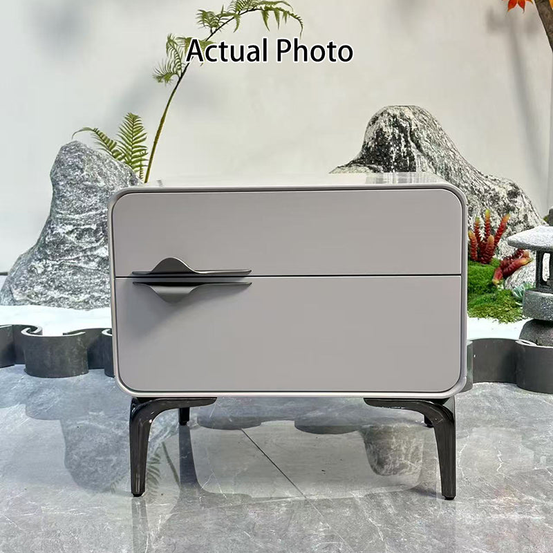 Modern Minimalist White Dual-Drawer Nightstand: Lightweight Iron Leg Design - Scandinavian-Style Storage Bedside Table For Bedroom Lumendat