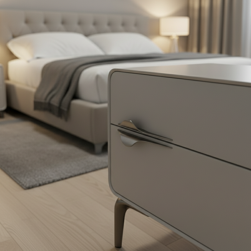 Modern Minimalist White Dual-Drawer Nightstand: Lightweight Iron Leg Design - Scandinavian-Style Storage Bedside Table For Bedroom Lumendat