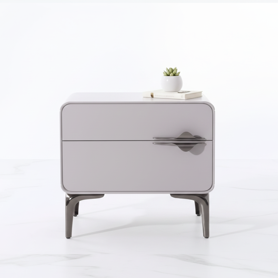 Modern Minimalist White Dual-Drawer Nightstand: Lightweight Iron Leg Design - Scandinavian-Style Storage Bedside Table For Bedroom Lumendat