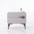 Modern Minimalist White Dual-Drawer Nightstand: Lightweight Iron Leg Design - Scandinavian-Style Storage Bedside Table For Bedroom Lumendat