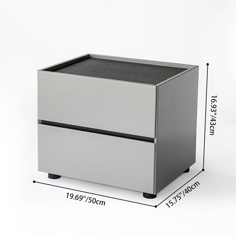 Modern Minimalist Dual-Drawer Nightstand: Light Luxury - Greige Neutral Storage Bedside Table For Bedroom Lumendat