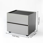 Modern Minimalist Dual-Drawer Nightstand: Light Luxury - Greige Neutral Storage Bedside Table For Bedroom Lumendat