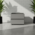 Modern Minimalist Dual-Drawer Nightstand: Light Luxury - Greige Neutral Storage Bedside Table For Bedroom Lumendat
