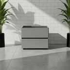 Modern Minimalist Dual-Drawer Nightstand: Light Luxury - Greige Neutral Storage Bedside Table For Bedroom Lumendat