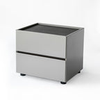 Modern Minimalist Dual-Drawer Nightstand: Light Luxury - Greige Neutral Storage Bedside Table For Bedroom Lumendat