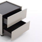 Modern Minimalist Dual-Drawer Nightstand: Light Luxury - Greige Neutral Storage Bedside Table For Bedroom Lumendat