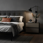 Modern Minimalist Dark-Tone Nightstand: Symmetrical Dual-Drawer - Lacquered Finish Bedside Accent Table For Bedroom Lumendat
