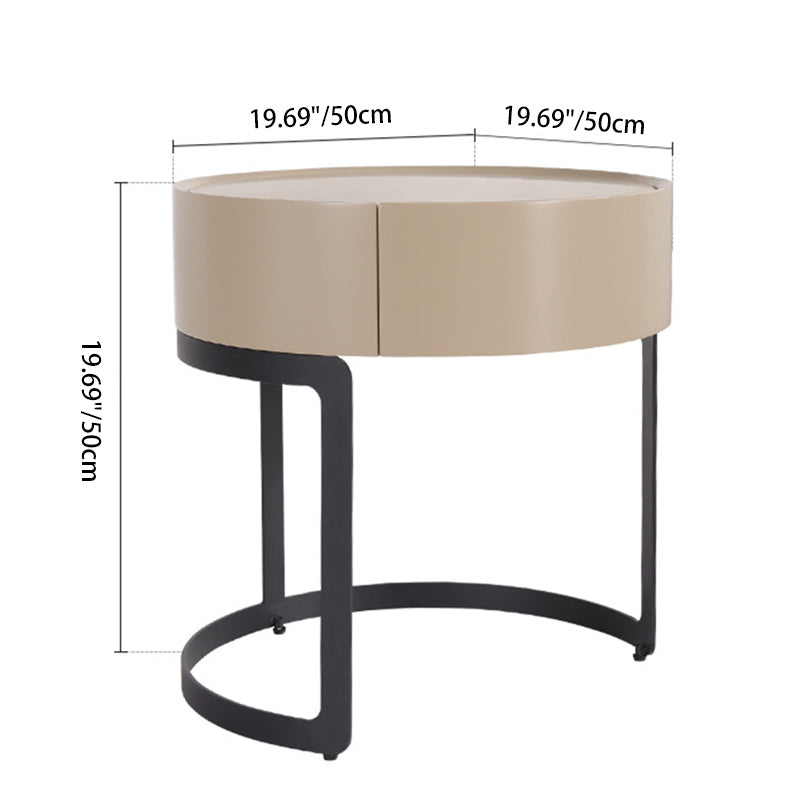 Modern Luxury French Cream-Style Single-Drawer Nightstand: Beige Lacquer Finish - Floating Storage Bedside Table For Bedroom Lumendat