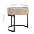 Modern Luxury French Cream-Style Single-Drawer Nightstand: Beige Lacquer Finish - Floating Storage Bedside Table For Bedroom Lumendat