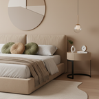 Modern Luxury French Cream-Style Single-Drawer Nightstand: Beige Lacquer Finish - Floating Storage Bedside Table For Bedroom Lumendat