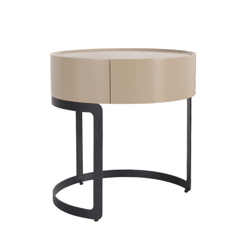Modern Luxury French Cream-Style Single-Drawer Nightstand: Beige Lacquer Finish - Floating Storage Bedside Table For Bedroom Lumendat