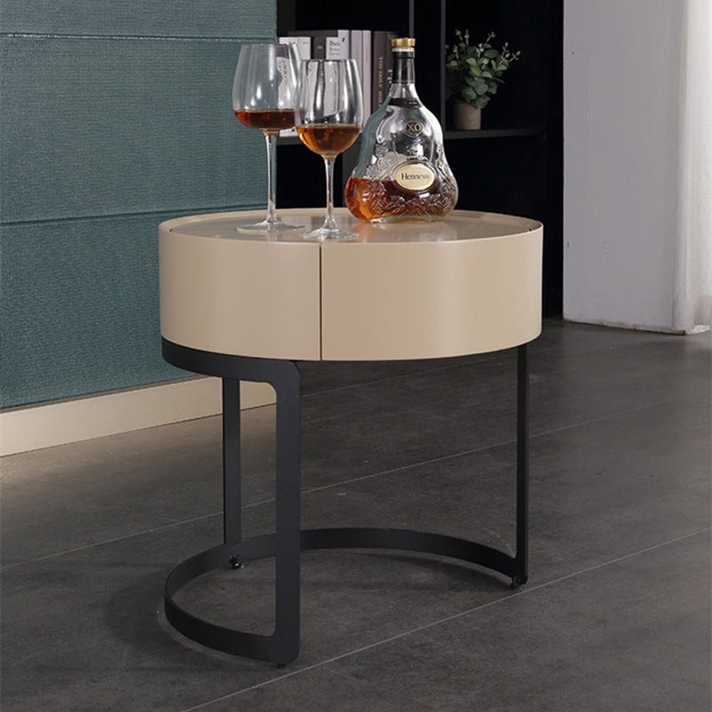 Modern Luxury French Cream-Style Single-Drawer Nightstand: Beige Lacquer Finish - Floating Storage Bedside Table For Bedroom Lumendat