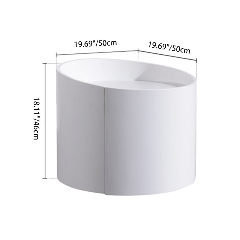 Modern Minimalist Round Nightstand: Single Drawer - Off-White/Black Curved Design Storage Bedside Table For Bedroom Lumendat