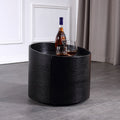 Modern Minimalist Round Nightstand: Single Drawer - Off-White/Black Curved Design Storage Bedside Table For Bedroom Lumendat