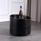Modern Minimalist Round Nightstand: Single Drawer - Off-White/Black Curved Design Storage Bedside Table For Bedroom Lumendat