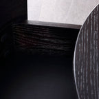 Modern Minimalist Round Nightstand: Single Drawer - Off-White/Black Curved Design Storage Bedside Table For Bedroom Lumendat