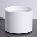 Modern Minimalist Round Nightstand: Single Drawer - Off-White/Black Curved Design Storage Bedside Table For Bedroom Lumendat