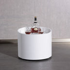 Modern Minimalist Round Nightstand: Single Drawer - Off-White/Black Curved Design Storage Bedside Table For Bedroom Lumendat