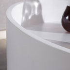 Modern Minimalist Round Nightstand: Single Drawer - Off-White/Black Curved Design Storage Bedside Table For Bedroom Lumendat