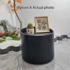 Modern Minimalist Round Nightstand: Single Drawer - Off-White/Black Curved Design Storage Bedside Table For Bedroom Lumendat