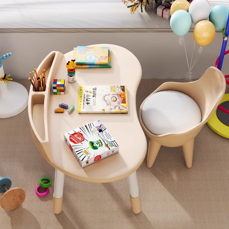 Lumendat Contemporary Scandinavian Oval Solid Wood Eco-Panel Rubber Injection- Molding Height-Adjustable Kids Desk & Chair Set For Bedroom Lumendat