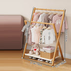 Lumendat Contemporary Scandinavian Rectangular X-Shaped Natural Nan Bamboo Foldable Kids Hall Tree 3-Tier For Bedroom Lumendat