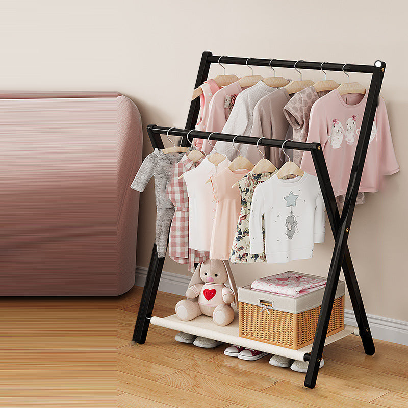 Lumendat Contemporary Scandinavian Rectangular X-Shaped Natural Nan Bamboo Foldable Kids Hall Tree 3-Tier For Bedroom Lumendat