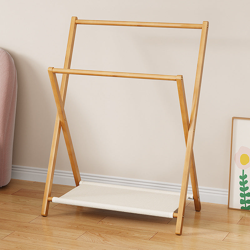 Lumendat Contemporary Scandinavian Rectangular X-Shaped Natural Nan Bamboo Foldable Kids Hall Tree 3-Tier For Bedroom Lumendat