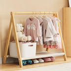 Lumendat Contemporary Scandinavian Rectangular Natural Nan Bamboo Foldable Kids Hall Tree 2/4-Tier For Bedroom Lumendat