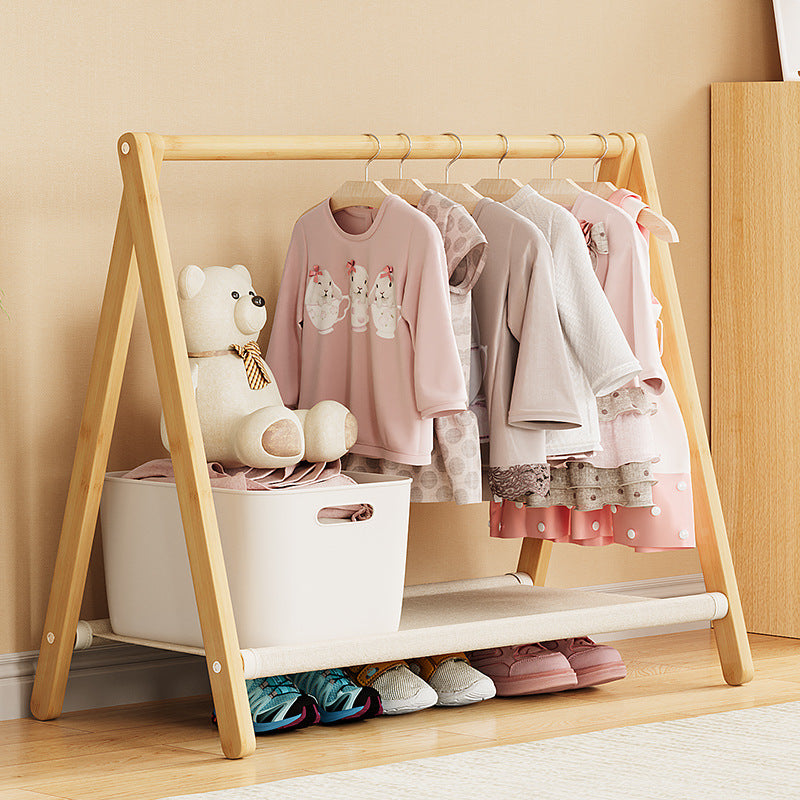 Lumendat Contemporary Scandinavian Rectangular Natural Nan Bamboo Foldable Kids Hall Tree 2/4-Tier For Bedroom Lumendat
