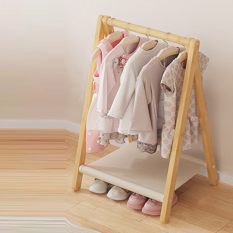 Lumendat Contemporary Scandinavian Rectangular Natural Nan Bamboo Foldable Kids Hall Tree 2/4-Tier For Bedroom Lumendat