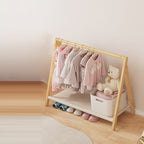 Lumendat Contemporary Scandinavian Rectangular Natural Nan Bamboo Foldable Kids Hall Tree 2/4-Tier For Bedroom Lumendat