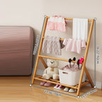 Lumendat Contemporary Scandinavian Rectangular Natural Nan Bamboo Foldable Kids Hall Tree 2/4-Tier For Bedroom Lumendat