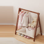 Lumendat Contemporary Scandinavian Rectangular Natural Nan Bamboo Foldable Kids Hall Tree 2/4-Tier For Bedroom Lumendat
