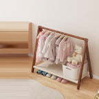 Lumendat Contemporary Scandinavian Rectangular Natural Nan Bamboo Foldable Kids Hall Tree 2/4-Tier For Bedroom Lumendat
