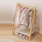 Lumendat Contemporary Scandinavian Rectangular Natural Nan Bamboo Foldable Kids Hall Tree 2/4-Tier For Bedroom Lumendat