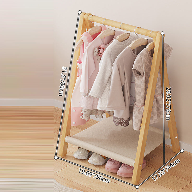 Lumendat Contemporary Scandinavian Rectangular Natural Nan Bamboo Foldable Kids Hall Tree 2/4-Tier For Bedroom Lumendat