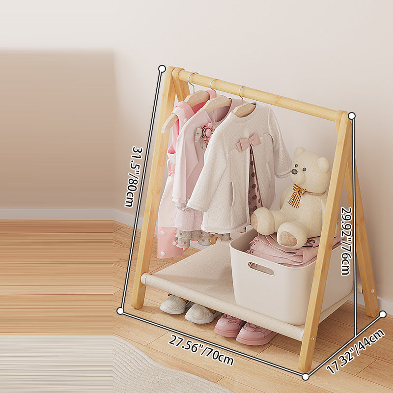 Lumendat Contemporary Scandinavian Rectangular Natural Nan Bamboo Foldable Kids Hall Tree 2/4-Tier For Bedroom Lumendat