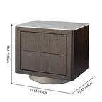 Traditional Vintage Square Nightstand: White Stone Slab-Top Dual-Drawer American-Style Veneered - Solid Wood Texture Bedside Table For Bedroom Lumendat