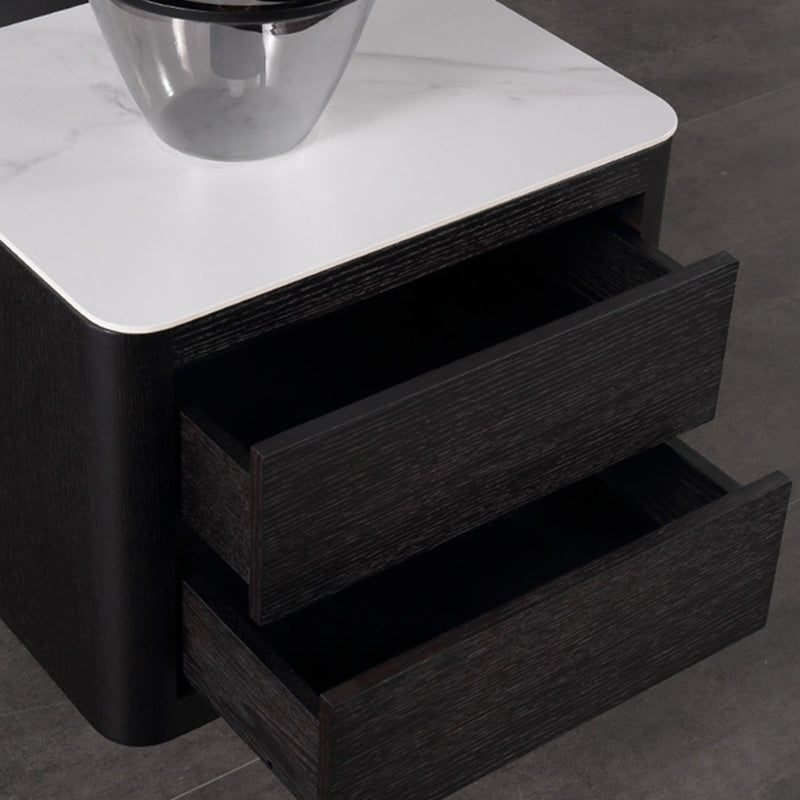 Traditional Vintage Square Nightstand: White Stone Slab-Top Dual-Drawer American-Style Veneered - Solid Wood Texture Bedside Table For Bedroom Lumendat