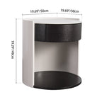 Modern Luxury Round Veneered - Solid Wood Texture Nightstand: Single Drawer Storage - Curved Aesthetic Bedside Table For Bedroom Lumendat