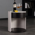 Modern Luxury Round Veneered - Solid Wood Texture Nightstand: Single Drawer Storage - Curved Aesthetic Bedside Table For Bedroom Lumendat