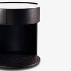 Modern Luxury Round Veneered - Solid Wood Texture Nightstand: Single Drawer Storage - Curved Aesthetic Bedside Table For Bedroom Lumendat