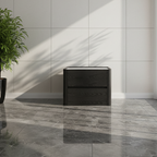 Modern Minimalist Black Dual-Drawer Nightstand: Sleek Rectangular Design - Efficient Storage Bedside Table For Bedroom Lumendat