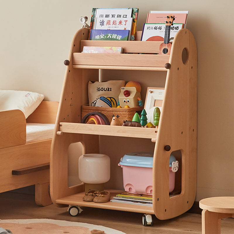 Lumendat Contemporary Creative Rectangular Beech Wood Solid Wood Kids Storage Bookshelf 3-Tier For Bedroom & Living Room Lumendat