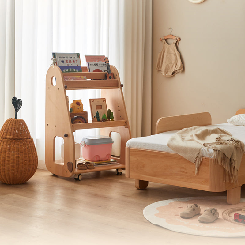 Lumendat Contemporary Creative Rectangular Beech Wood Solid Wood Kids Storage Bookshelf 3-Tier For Bedroom & Living Room Lumendat