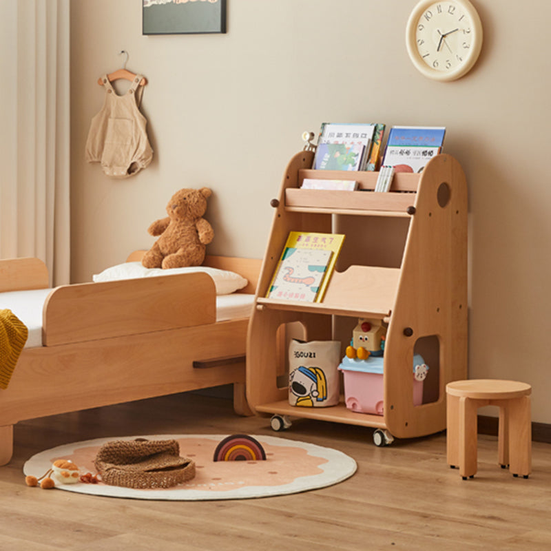 Lumendat Contemporary Creative Rectangular Beech Wood Solid Wood Kids Storage Bookshelf 3-Tier For Bedroom & Living Room Lumendat