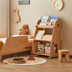 Lumendat Contemporary Creative Rectangular Beech Wood Solid Wood Kids Storage Bookshelf 3-Tier For Bedroom & Living Room Lumendat